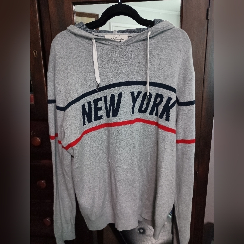 H&M Mens Gray New York Hoodie_XL